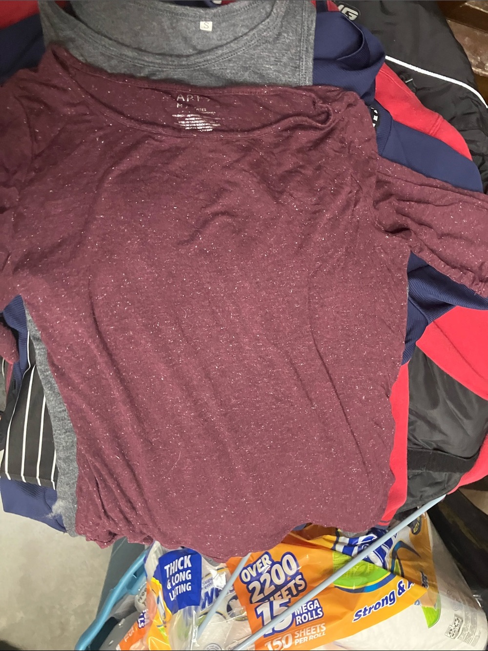 Maroon Speckled Long Sleeve Tee